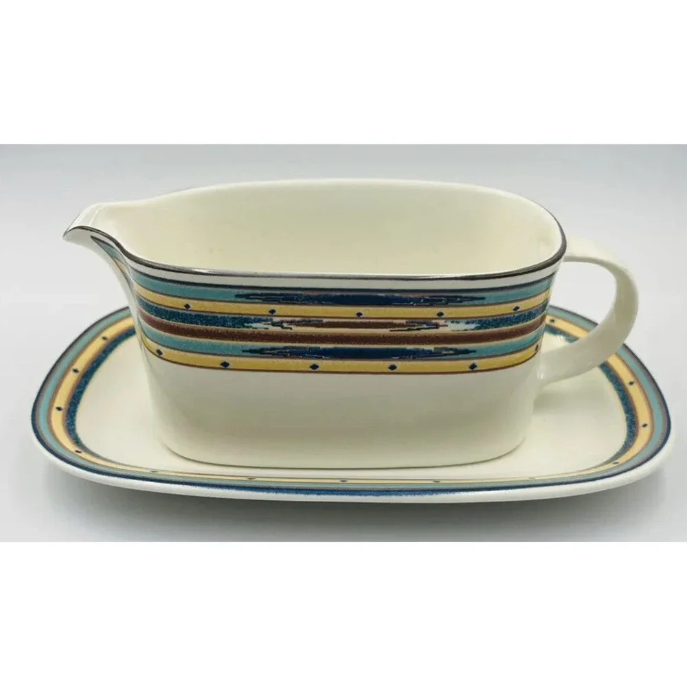 Mikasa Intaglio CAC73 Color Circuit Gravy Sauce Boat Set Underplate Replacement